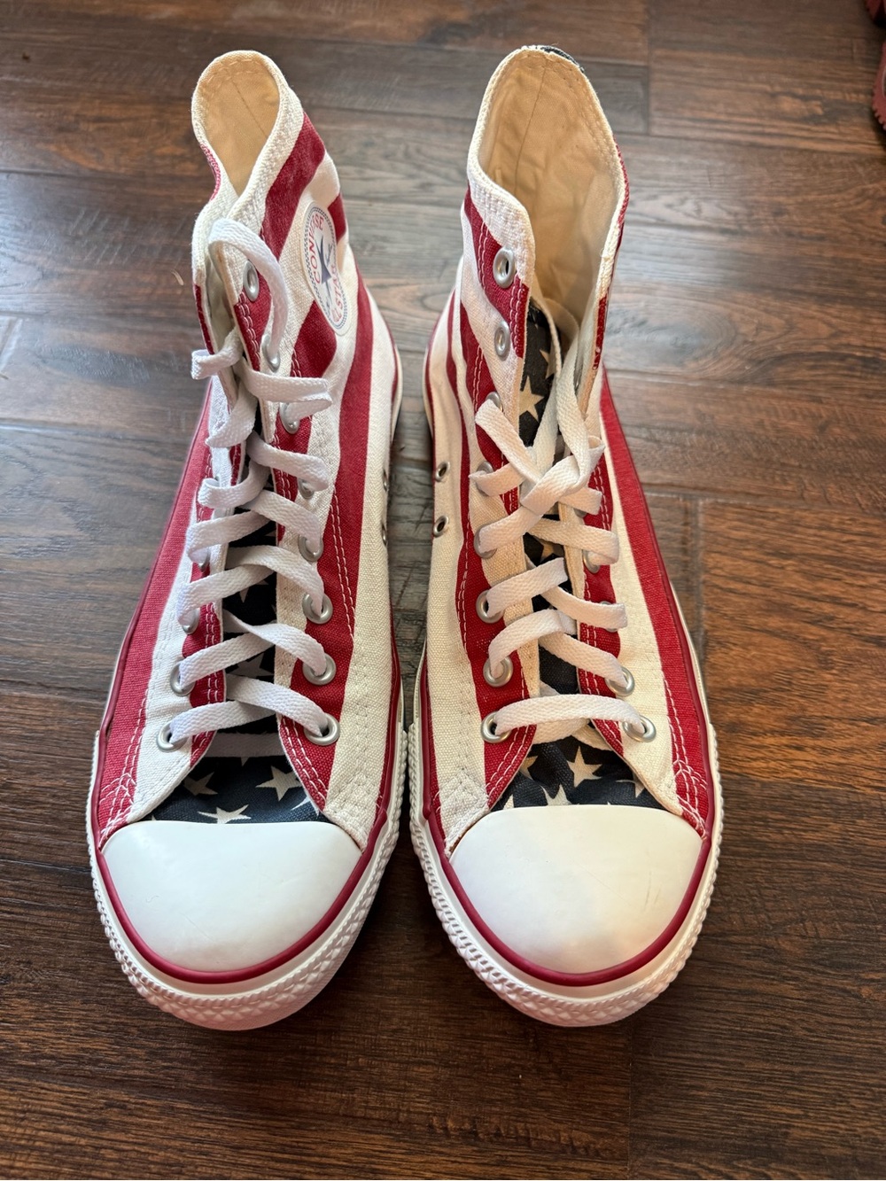 Converse Chuck Taylor Stars & Bars USA Flag High Tops M/10 W/12 colorway “GOAT”